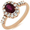 1.37CT DIAMOND & AAA RUBY 14KT ROSE GOLD 3D OVAL & ROUND HALO ENGAGEMENT RING