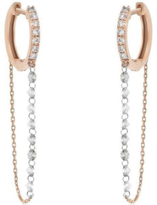 1.08CT DIAMOND 18KT ROSE GOLD 3D CLASSIC ROUND SHARE PRONG DROP HANGING EARRINGS