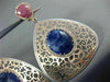 ESTATE LARGE 2.25CT DIAMOND & MULTI GEM 14KT WHITE & ROSE GOLD CLIP ON EARRINGS