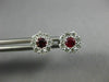 ESTATE .63CT DIAMOND & AAA RUBY 18KT WHITE GOLD 3D FLOWER CLUSTER STUD EARRINGS
