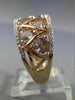 ESTATE WIDE .22CT DIAMOND & TRILLION PINK ICE 14KT WHITE & ROSE GOLD 3D FUN RING
