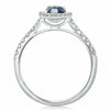 ESTATE .96CT DIAMOND & AAA SAPPHIRE 18K WHITE GOLD 3D PEAR SHAPE ENGAGEMENT RING