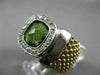 ESTATE LARGE 3.16CT DIAMOND & AAA GREEN AMETHYST 14KT 2 TONE GOLD 3D SQUARE RING