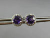 ESTATE 1.02CT DIAMOND & AAA AMETHYST 14K WHITE GOLD ROUND HALO CLASSIC EARRINGS
