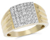 ESTATE WIDE .97CT ROUND CUT DIAMOND 14KT YELLOW GOLD MULTI ROW SQUARE MEN'S RING