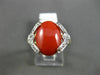 ESTATE .07CT DIAMOND & AAA CORAL 14KT YELLOW GOLD 3D FILIGREE MILGRAIN FUN RING