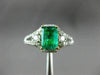 ESTATE 1.44CT DIAMOND & AAA EMERALD 14KT 2 TONE GOLD SQUARE HALO ENGAGEMENT RING