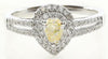 .93CT WHITE & FANCY YELLOW DIAMOND 18KT WHITE GOLD 3D PEAR SHAPE ENGAGEMENT RING