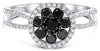 .94CT WHITE & BLACK DIAMOND 14KT WHITE GOLD 3D CLASSIC FLOWER CIRCULAR LOVE RING