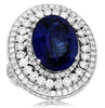 EXTRA LARGE 11.70CT DIAMOND & AAA TANZANITE 14KT WHITE GOLD OVAL ENGAGEMENT RING