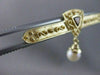 ESTATE TRILLION GARNET PEARL 14K YLW GOLD FILIGREE HANGING BAR PIN BROOCH #20844
