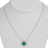 1.65CT DIAMOND AAA EMERALD 14KT WHITE GOLD PEAR SHAPE FLOWER ADJUSTABLE NECKLACE