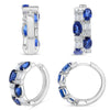 WIDE 3.45CT DIAMOND & AAA SAPPHIRE 14KT WHITE GOLD MULTI SHAPE HANGING EARRINGS