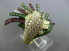 LARGE 2.03CT WHITE & BLACK DIAMOND & RUBY & TSAVORITE 18KT YELLOW GOLD BIRD RING