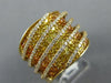 LARGE 3.6CT DIAMOND & AAA RAINBOW YELLOW SAPPHIRE 14K YELLOW GOLD MULTI ROW RING