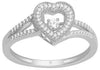 ESTATE .2CT DIAMOND 14K WHITE GOLD 3D ROUND HEART SHAPE SOLITAIRE FLOATING RING