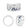 WIDE .54CT DIAMOND & AAA SAPPHIRE 14K WHITE GOLD ROUND DOUBLE BAND ETOILE RING
