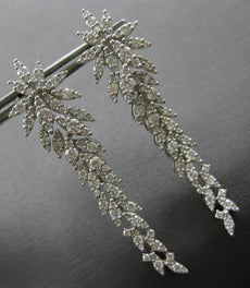 EXTRA LARGE 2.68CT DIAMOND 18KT WHITE GOLD 3D ROUND MULTI LEAF HANGING EARRINGS