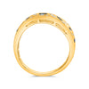 WIDE .61CT DIAMOND & AAA SAPPHIRE 14K YELLOW GOLD ROUND & BAGUETTE WAVE FUN RING