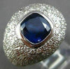 ESTATE LARGE 2.90CT DIAMOND & AAA SAPPHIRE 18KT WHITE GOLD PAVE ENGAGEMENT RING