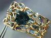 ESTATE LARGE 9.26CT MULTI COLOR DIAMOND & AAA GEM 14K GOLD AQUATIC FLOWER BANGLE