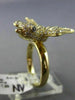 ESTATE WIDE 1.31CT WHITE & BLACK DIAMOND 14KT YELLOW GOLD 3D HAPPY BIRD FUN RING