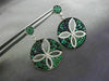 ESTATE LARGE 3.03CT DIAMOND SAPPHIRE & EMERALD 14KT WHITE GOLD FLOWER EARRINGS