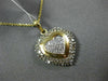 LARGE 1.18CT ROUND & PRINCESS DIAMOND 14KT 2TONE GOLD DOUBLE HEART LOVE PENDANT