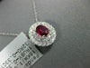 ESTATE .68CT DIAMOND & AAA RUBY 18KT WHITE GOLD OVAL DOUBLE HALO CLASSIC PENDANT