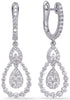 1.21CT DIAMOND 14KT WHITE GOLD CLUSTER OPEN TEAR DROP LEVERBACK HANGING EARRINGS