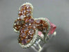 ESTATE LARGE 3.25CT WHITE & PINK DIAMOND 18K WHITE & ROSE BUTTERFLY FLOWER RING