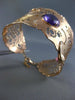ESTATE LARGE 7.50CT DIAMOND & AAA AMETHYST 14K ROSE GOLD 3D CUFF BANGLE BRACELET