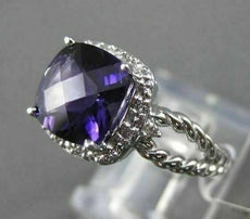 ESTATE 2.0CTW DIAMOND & AAA EXTRA FACET AMETHYST 14KT WHITE 3D ENGAGEMENT RING