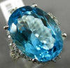EXTRA LARGE 16.75CT DIAMOND & AAA OVAL BLUE TOPAZ 14KT WHITE GOLD HALO FUN RING
