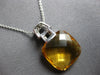 7.61CT DIAMOND & AAA CITRINE 14KT WHITE GOLD 3D CUSHION & ROUND FLOATING PENDANT