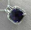 ESTATE LARGE 3.94CT DIAMOND & AAA AMETHYST 14KT WHITE GOLD HALO FLOATING PENDANT