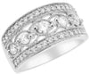 ESTATE WIDE .85CT DIAMOND 14KT WHITE GOLD 3D THREE ROW FILIGREE ANNIVERSARY RING