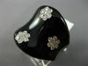 ESTATE LARGE .55CT DIAMOND & AAA BLACK ENAMEL 14KT WHITE GOLD MULTI FLOWER RING