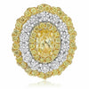 LARGE 2.42CT WHITE & FANCY YELLOW DIAMOND 18KT 2 TONE GOLD OVAL CLIP ON EARRINGS