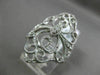 ESTATE LARGE .26CT DIAMOND 14KT WHITE GOLD OPEN FILIGREE MILGRAIN COCKTAIL RING