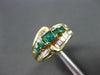 ESTATE 1.10CT DIAMOND & EMERALD 14K YELLOW GOLD GRADUATING ENGAGEMENT RING 12115