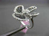 ESTATE LARGE 2.52CTW BLACK & WHITE DIAMOND 18KT WHITE GOLD 3D FLOWER FUN RING