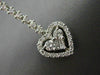 ESTATE LONG 2.25CT DIAMOND 14KT WHITE GOLD 3D HEART LOVE HALO HANGING EARRINGS