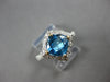 1.88CT DIAMOND & AAA BLUE TOPAZ 14K 2 TONE GOLD CUSHION & ROUND GEOMETRICAL RING