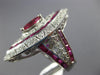 ESTATE EXTRA LARGE 3.88CT DIAMOND & AAA RUBY 14KT WHITE GOLD MARQUISE SHAPE RING