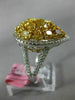 EXTRA LARGE 4.2CT WHITE & INTENSE YELLOW DIAMOND 18K 2 TONE GOLD PEAR SHAPE RING
