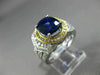 ESTATE MASSIVE 5.83CT DIAMOND & AAA SAPPHIRE 18KT TWO TONE GOLD ENGAGEMENT RING