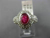 ESTATE WIDE 2.35CT DIAMOND & RUBY 14KT WHITE GOLD 3D BEZEL HALO ENGAGEMENT RING