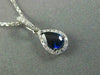 ESTATE .67CT DIAMOND & AAA SAPPHIRE 14KT WHITE GOLD TEAR DROP PEAR SHAPE PENDANT