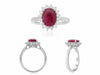 GIA CERTIFIED 2.68CT DIAMOND & AAA RUBY 18KT PLATINUM 3D CLASSIC ENGAGEMENT RING